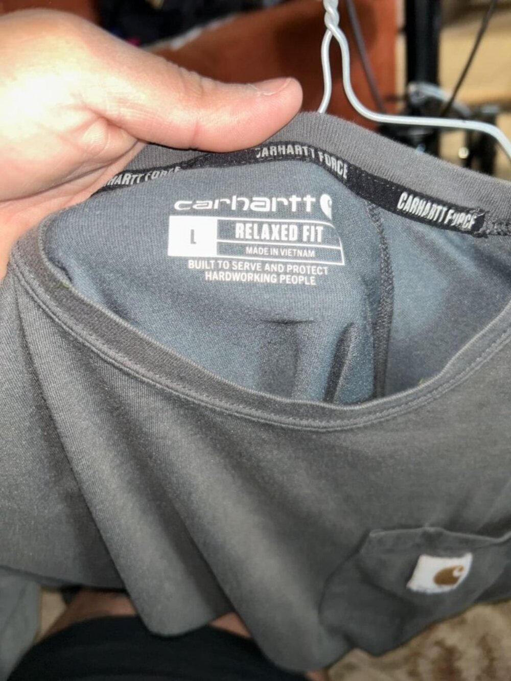 Carhartt Force Relaxed Fit Midweight Pocket T-Shirt Heather Grey Size L Used -…